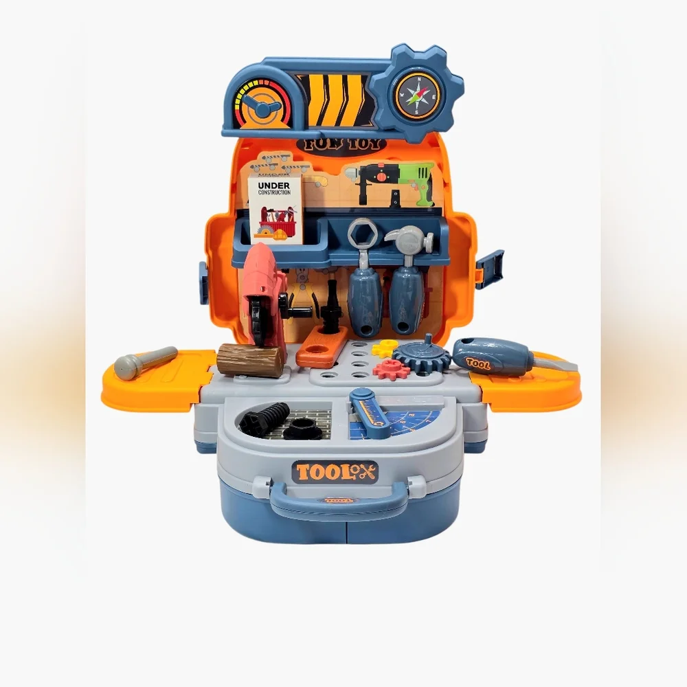 3-in-1 Kids Tool Set Backpack Playset & Toddler Engineer Workshop Kit